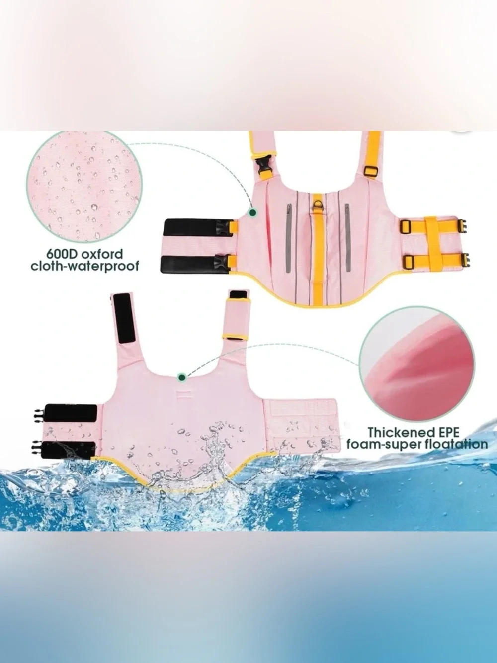 NWT, Kuoser Dog Life Jacket, Small, Pink and Orange I7